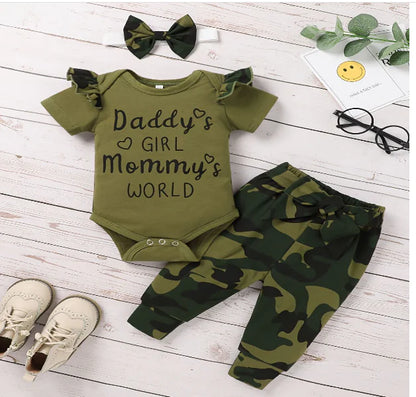 Baby Girl's or Boy's Outfit - Long Sleeve Bodysuit, Pants and Cap