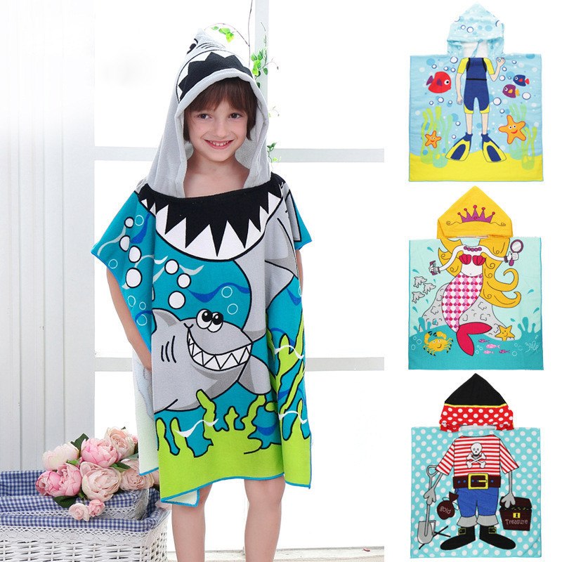 Baby Girl's or Boy's Bath or Beach Towel - Cute Cartoon Hooded Cloak Design