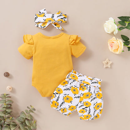 Baby Girl's Outfit - Bright and Stylish Summer Top, Pants and Headband