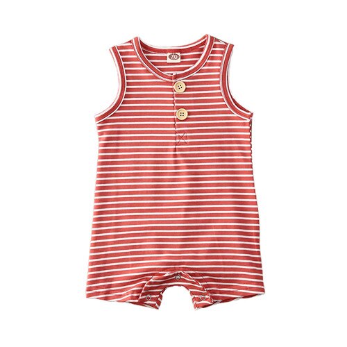 Baby Girl's or Boy's Sleeveless Striped Summer Romper