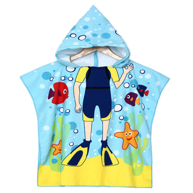 Baby Girl's or Boy's Bath or Beach Towel - Cute Cartoon Hooded Cloak Design