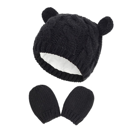 Baby Girl's or Boy's Lined Beanie and Gloves Set