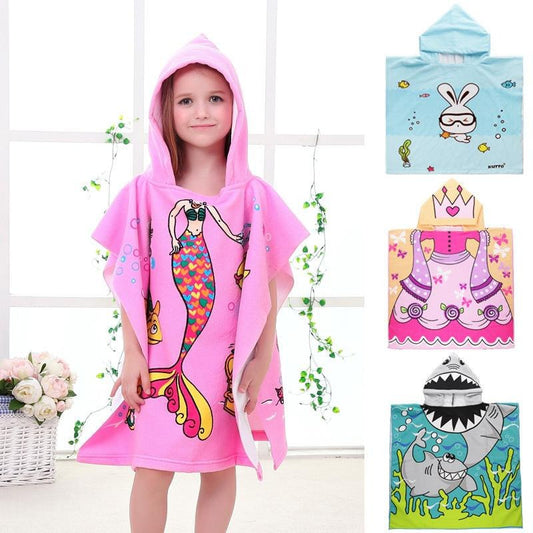 Baby Girl's or Boy's Bath or Beach Towel - Cute Cartoon Hooded Cloak Design