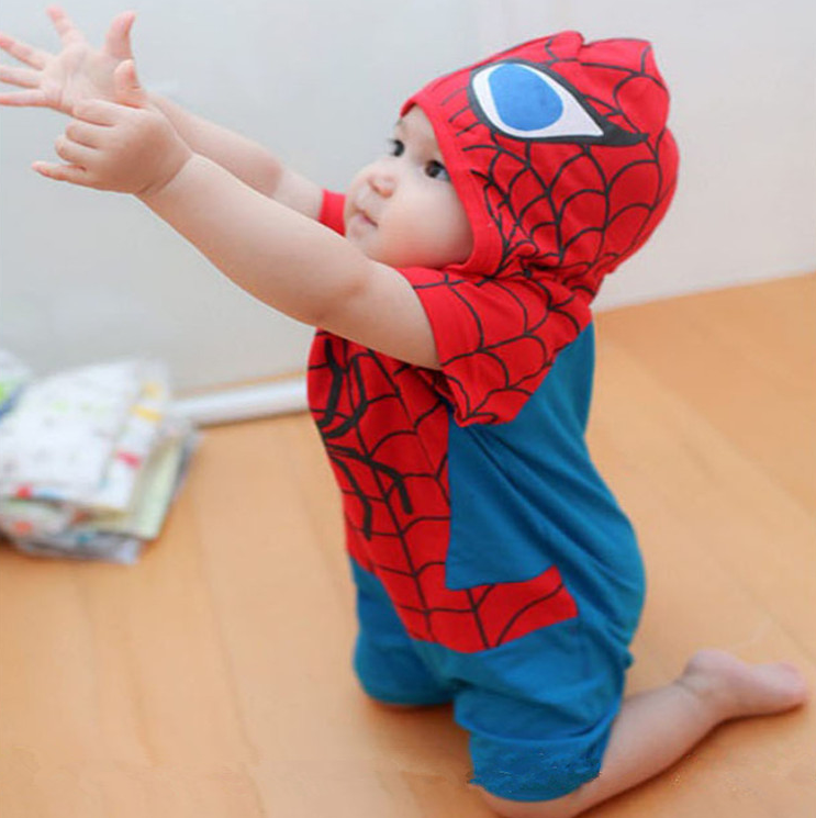 Baby Boy's Cotton Spider Man Romper Short and Long Sleeved Options