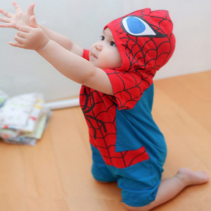 Baby Boy's Cotton Spider Man Romper Short and Long Sleeved Options