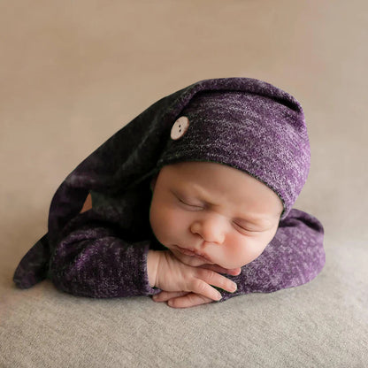 Newborn Baby's Full Moon Photo Clothes Onsie & Cap Set