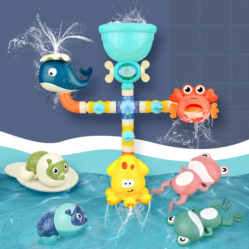 Baby's Bath Toy - Water Game - Rubber Duck Waterwheel