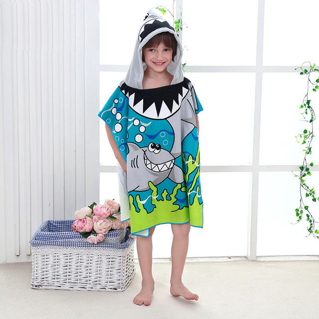 Baby Girl's or Boy's Bath or Beach Towel - Cute Cartoon Hooded Cloak Design