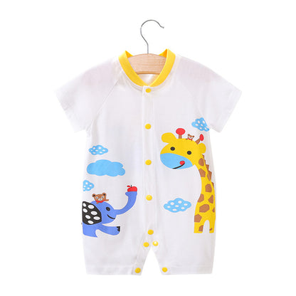 Baby Girl's or Boy's Short-Sleeved Colourful Cotton Romper