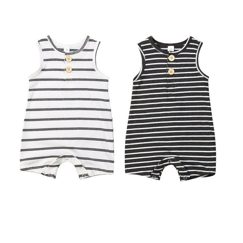 Baby Girl's or Boy's Sleeveless Striped Summer Romper