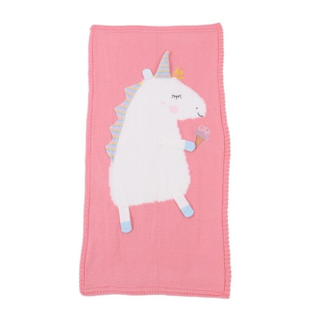 Baby's Blanket - Cute Unicorn Design - Soft Warm Knit