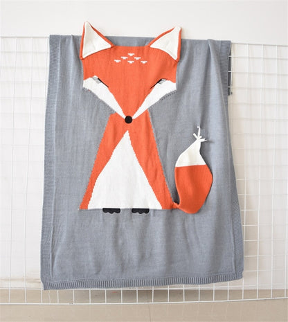 Baby's Blanket or Playmat - Cute Fox Design - Huge 73x110cm