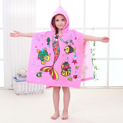 Baby Girl's or Boy's Bath or Beach Towel - Cute Cartoon Hooded Cloak Design