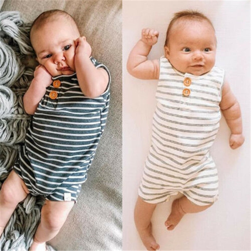 Baby Girl's or Boy's Sleeveless Striped Summer Romper