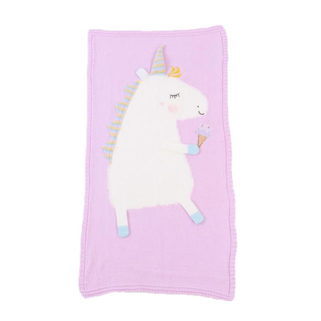 Baby's Blanket - Cute Unicorn Design - Soft Warm Knit