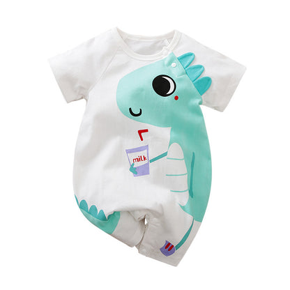 Baby Girl's or Boy's Short-Sleeved Colourful Cotton Romper