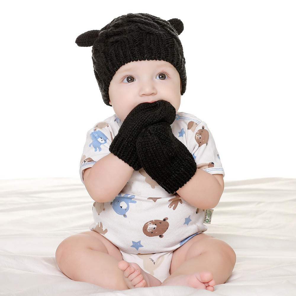 Baby Girl's or Boy's Lined Beanie and Gloves Set