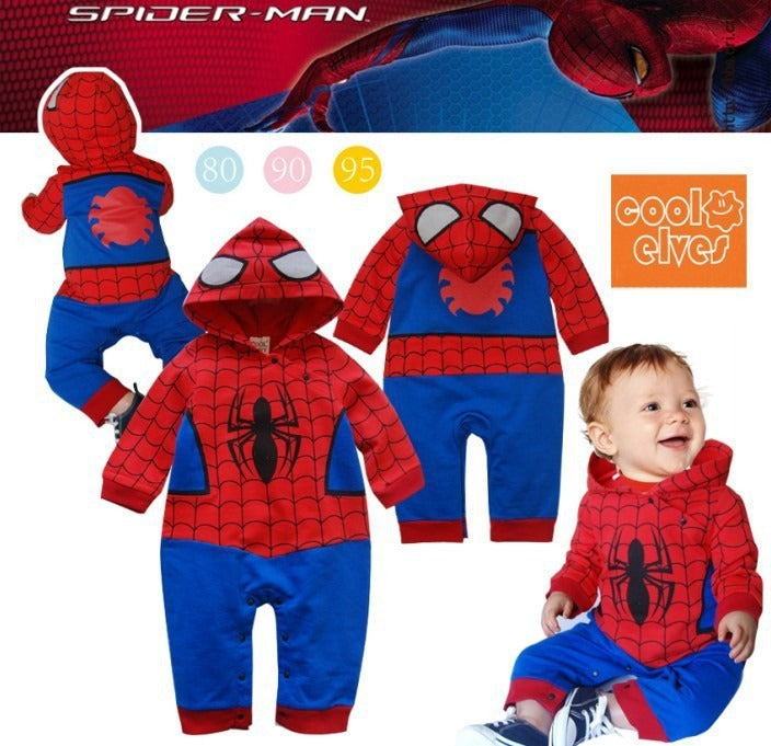 Baby Boy's Cotton Spider Man Romper Short and Long Sleeved Options