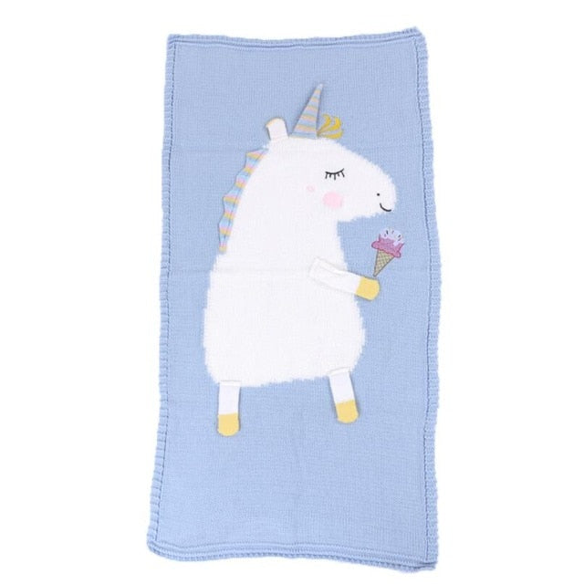 Baby's Blanket - Cute Unicorn Design - Soft Warm Knit