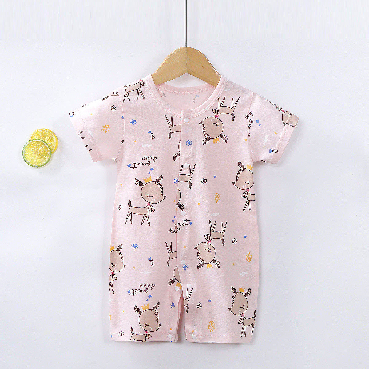 Baby Girl's or Boy's Summer Cotton Short-Sleeved Romper