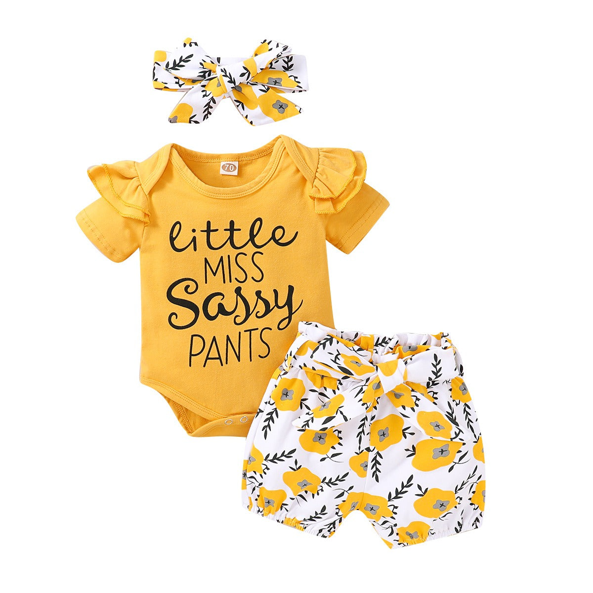 Baby Girl's Outfit - Bright and Stylish Summer Top, Pants and Headband