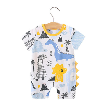 Baby Girl's or Boy's Short-Sleeved Colourful Cotton Romper