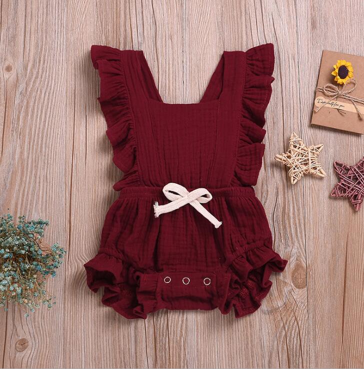 Baby Girl's Ruffle Sleeveless Romper - 100% Cotton