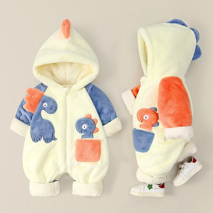 Baby Girl's or Boy's Warm Plush Hooded Onesie