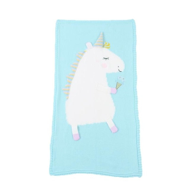 Baby's Blanket - Cute Unicorn Design - Soft Warm Knit