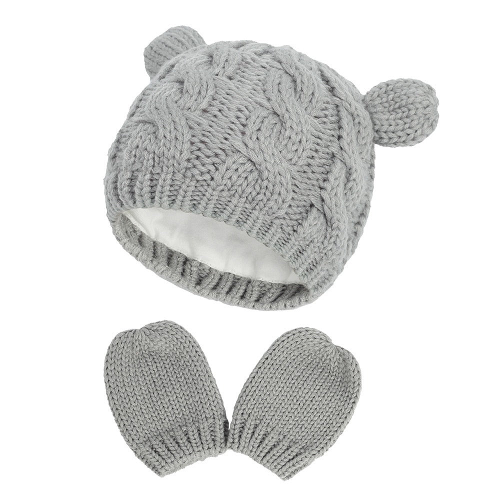 Baby Girl's or Boy's Lined Beanie and Gloves Set