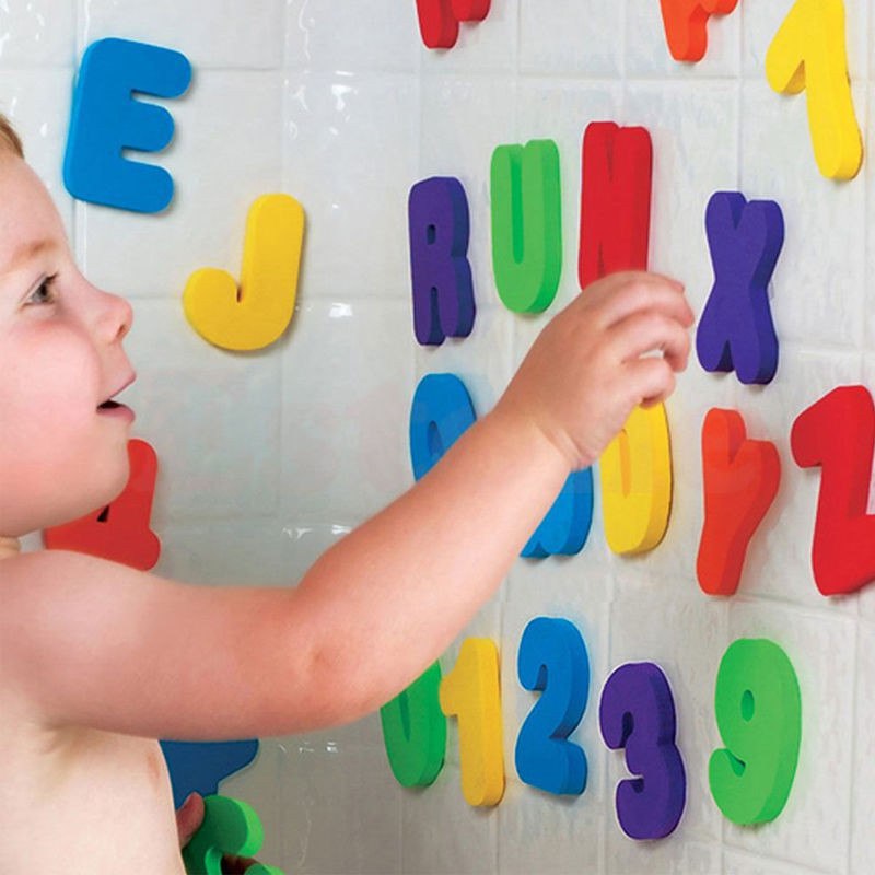 Baby's Bath Toy - Foam Letters and Numbers - Floating Foam Stick-ons