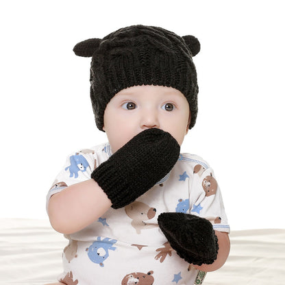 Baby Girl's or Boy's Lined Beanie and Gloves Set