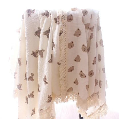 Baby's Blanket - Organic Cotton - Cute Bear Design - 2 sizes