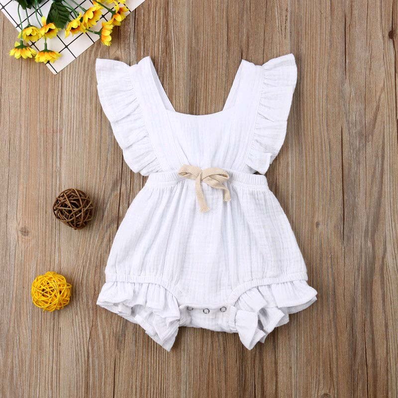 Baby Girl's Ruffle Sleeveless Romper - 100% Cotton