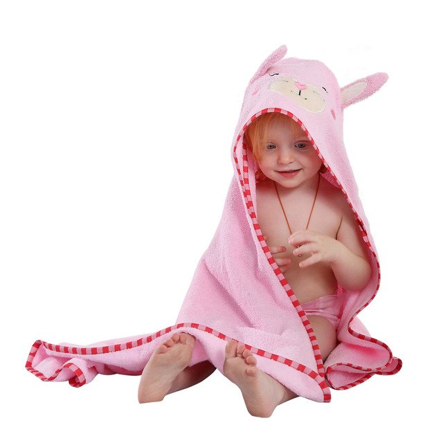 Baby's Bath Towel - Hooded Animal Design - 100% Cotton