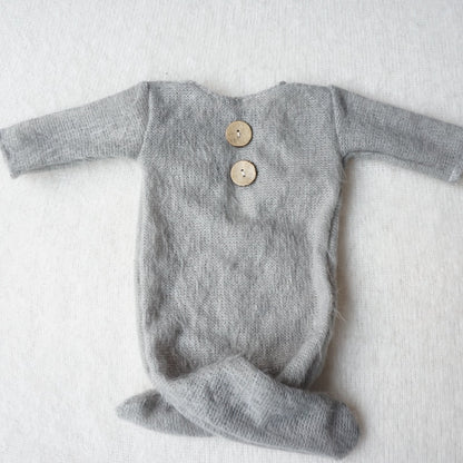 Baby Girl's or Boy's Super Soft Crochet Mohair Romper and Hat Set