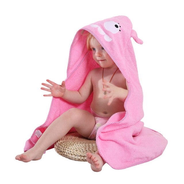 Baby's Bath Towel - Hooded Animal Design - 100% Cotton