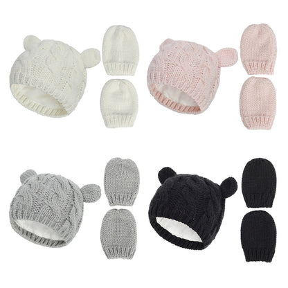 Baby Girl's or Boy's Lined Beanie and Gloves Set