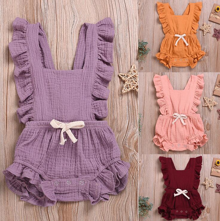 Baby Girl's Ruffle Sleeveless Romper - 100% Cotton