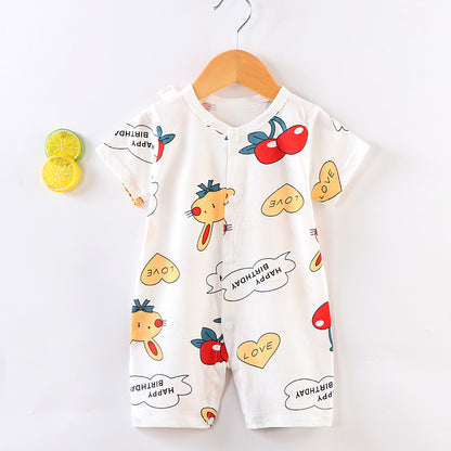 Baby Girl's or Boy's Summer Cotton Short-Sleeved Romper