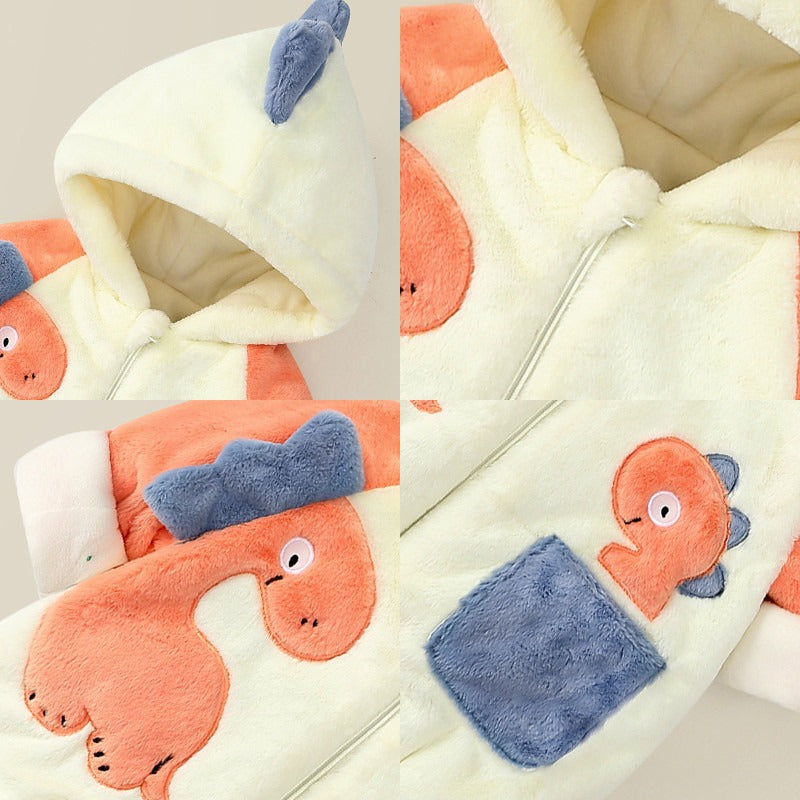 Baby Girl's or Boy's Warm Plush Hooded Onesie