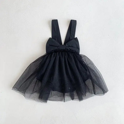 Baby Girl's Outfit - Bow Collar Bodysuit and Tutu Overskirt