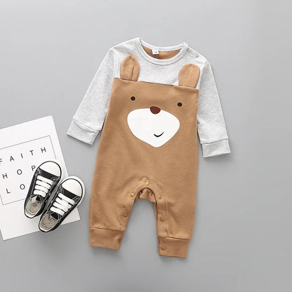 Baby Girl's or Boy's Long-Sleeved Animal Design Romper 100% Cotton