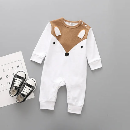 Baby Girl's or Boy's Long-Sleeved Animal Design Romper 100% Cotton