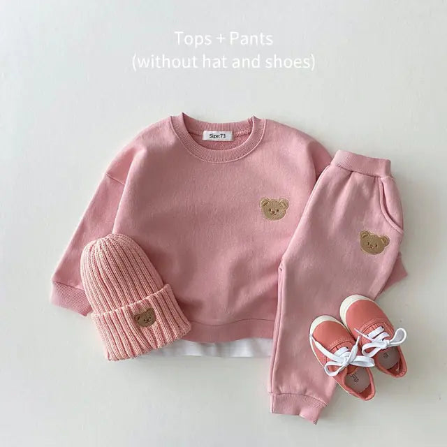 Baby Girl's or Boy's Outfit - Bear Logo Top and Pants Set