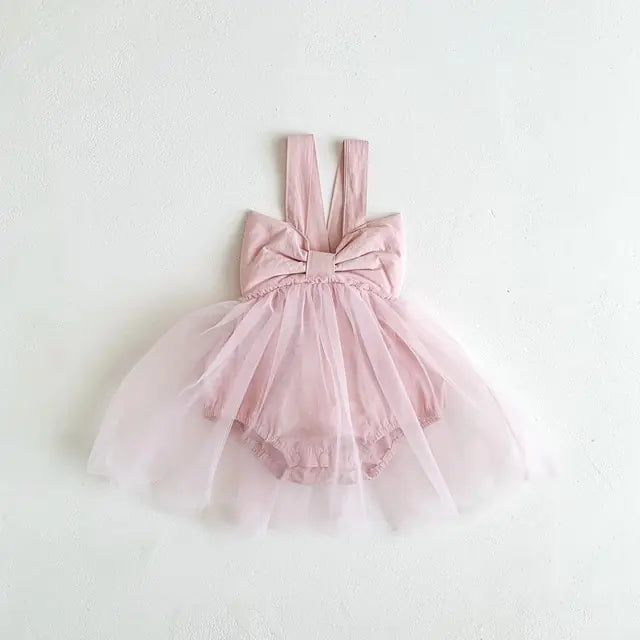 Baby Girl's Outfit - Bow Collar Bodysuit and Tutu Overskirt