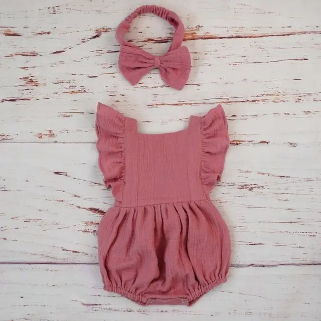 Organic Cotton Summer Baby Girls Playsuit