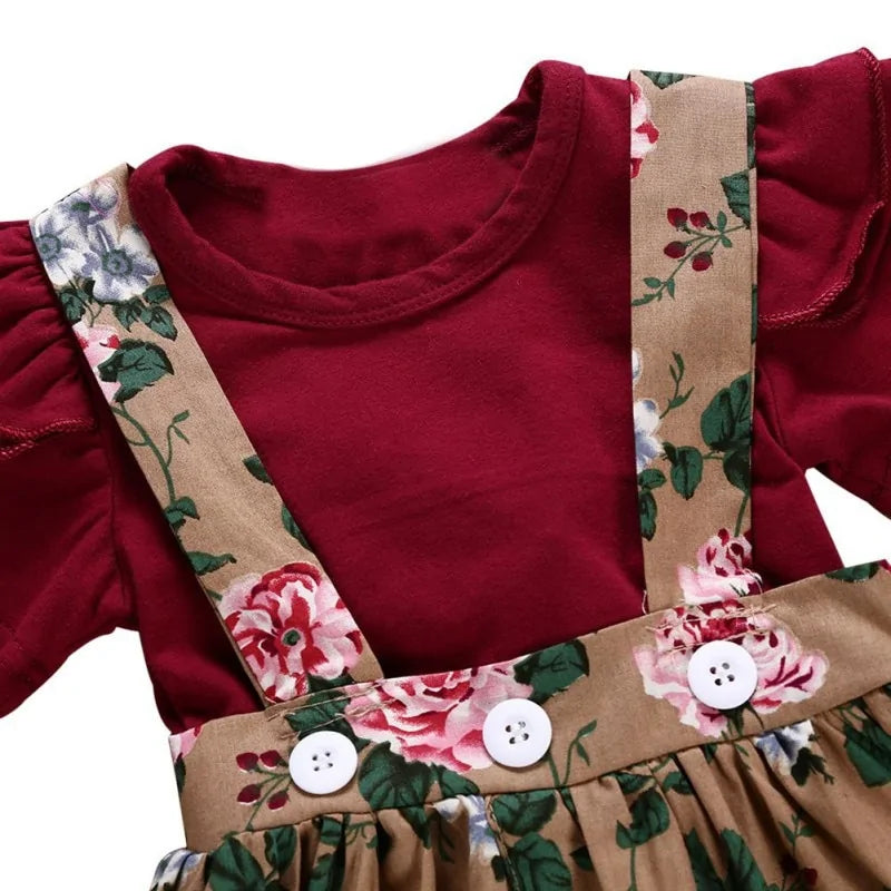 Baby Girl's Floral Print Romper, Dress and Headband Set