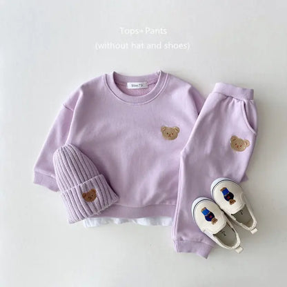 Baby Girl's or Boy's Outfit - Bear Logo Top and Pants Set