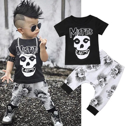 Baby Boy's Outfit Black Skull Design